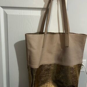 Gold and Tan Tote Bag